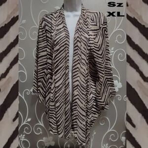 WOMENS SHEER ZEBRA PRINT CARDIGAN SIZE XL